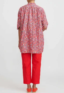 Daniela Gregis Light Weight Washed Cotton Sigaretta Elastico Pants In Rosso Red