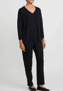 Antonelli Linen & Cotton Gates V-Neck Sweater In Black