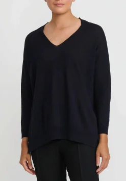 Antonelli Linen & Cotton Gates V-Neck Sweater In Black