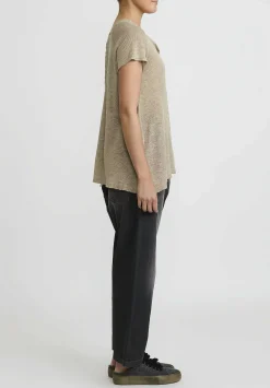 Rundholz Linen Capped Raglan Sleeve Knit Sweater In Natural Linen