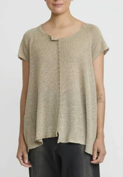 Rundholz Linen Capped Raglan Sleeve Knit Sweater In Natural Linen