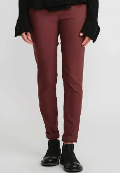 Rundholz Black Label Linen Cotton Stretch Skinny Pants In Red Wood