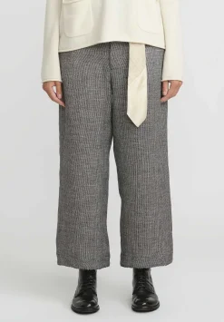A Tentative Atelier Linen Gelsey Pants With Tie-Belt In Black & White