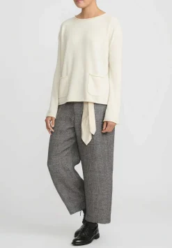 A Tentative Atelier Linen Gelsey Pants With Tie-Belt In Black & White