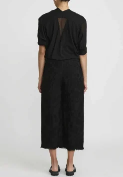 Masnada Linen Jacquard Wrap Front Lds Pants In Black