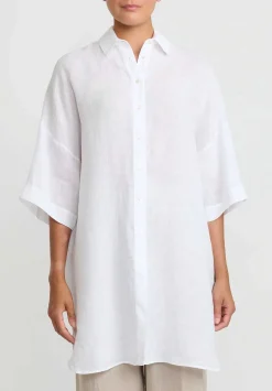 Antonelli Linen Long Daffodils Shirt In White
