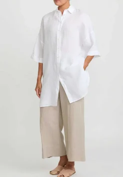 Antonelli Linen Long Daffodils Shirt In White