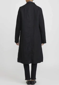 Umit Unal Linen Long Duster Jacket In Black