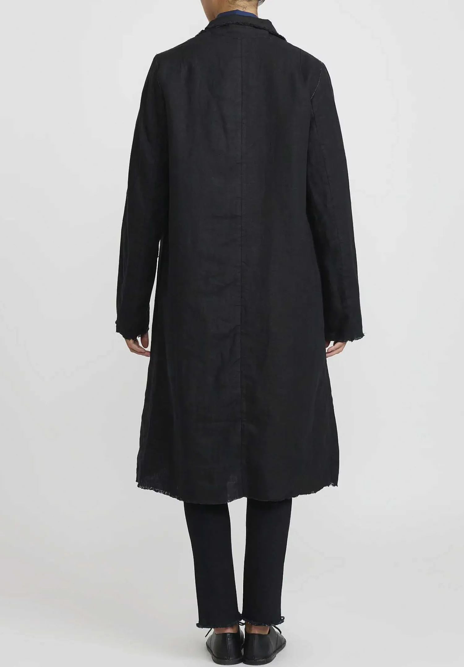 Umit Unal Linen Long Duster Jacket In Black