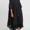 Gilda Midani Linen Over Dress In Black
