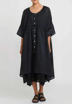 Gilda Midani Linen Over Dress In Black