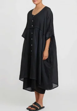 Gilda Midani Linen Over Dress In Black