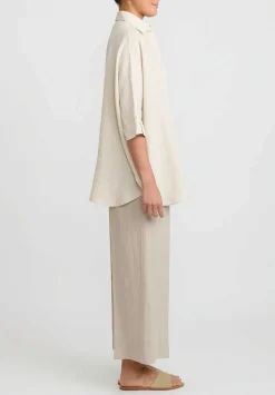 Antonelli Linen Oversized Carambola Shirt In Beige Natural
