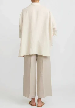 Antonelli Linen Oversized Carambola Shirt In Beige Natural
