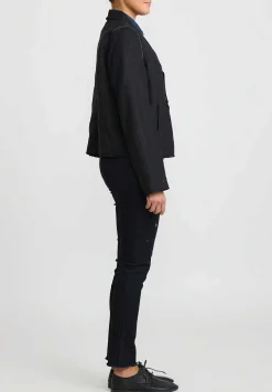 Umit Unal Linen Oversized Shawl Lapel Jacket In Black