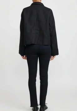 Umit Unal Linen Oversized Shawl Lapel Jacket In Black