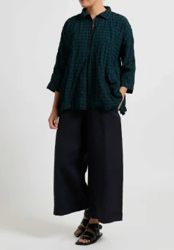 Daniela Gregis Linen Pigiama Pants In Blu Navy