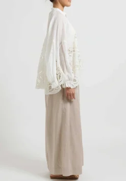 Biyan Linen Pleated High Waist ''Pham'' Pants In Natural