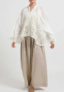 Biyan Linen Pleated High Waist ''Pham'' Pants In Natural