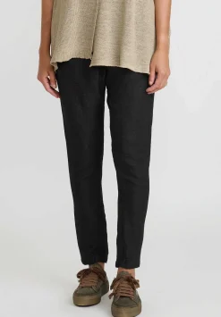 Rundholz Linen Silk Tapered Leg Pants In Black