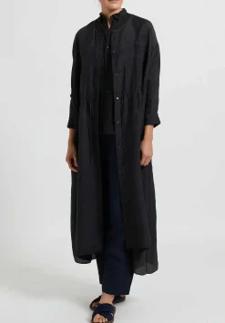 Kaval Linen Simple Stitched Shirt In Black