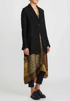 Masnada Linen Split-Back Jacquard Lds Jacket In Black