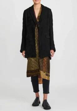 Masnada Linen Split-Back Jacquard Lds Jacket In Black