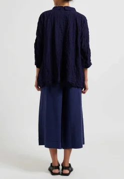 Daniela Gregis Linen Tognon Culotte Pants In Blu Inchiostro Nero