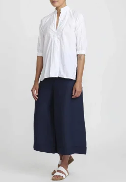 Daniela Gregis Linen Tognon Culotte Pants In Navy Blue