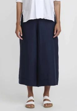 Daniela Gregis Linen Tognon Culotte Pants In Navy Blue