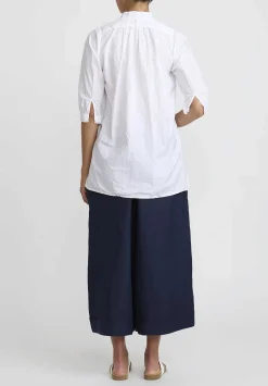 Daniela Gregis Linen Tognon Culotte Pants In Navy Blue