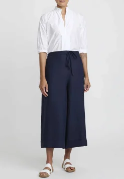 Daniela Gregis Linen Tognon Culotte Pants In Navy Blue