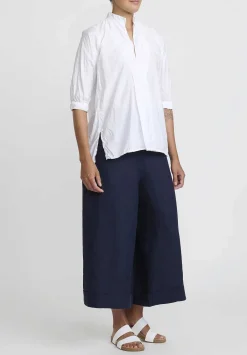 Daniela Gregis Linen Tognon Culotte Pants In Navy Blue