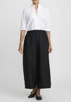 Daniela Gregis Linen Wide Leg Pigiama Pants In Nero Black