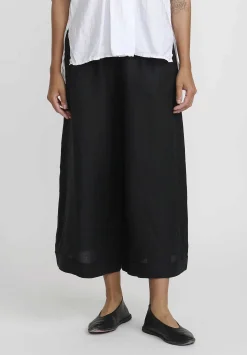 Daniela Gregis Linen Wide Leg Pigiama Pants In Nero Black