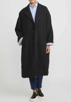 Bergfabel Linen Wool Jacquard Moon Coat In Viola Grey