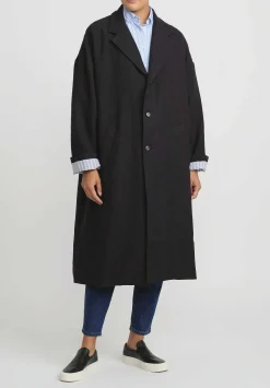 Bergfabel Linen Wool Jacquard Moon Coat In Viola Grey