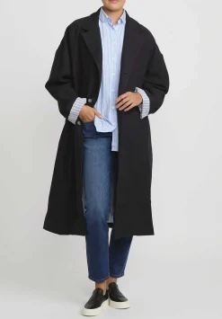 Bergfabel Linen Wool Jacquard Moon Coat In Viola Grey