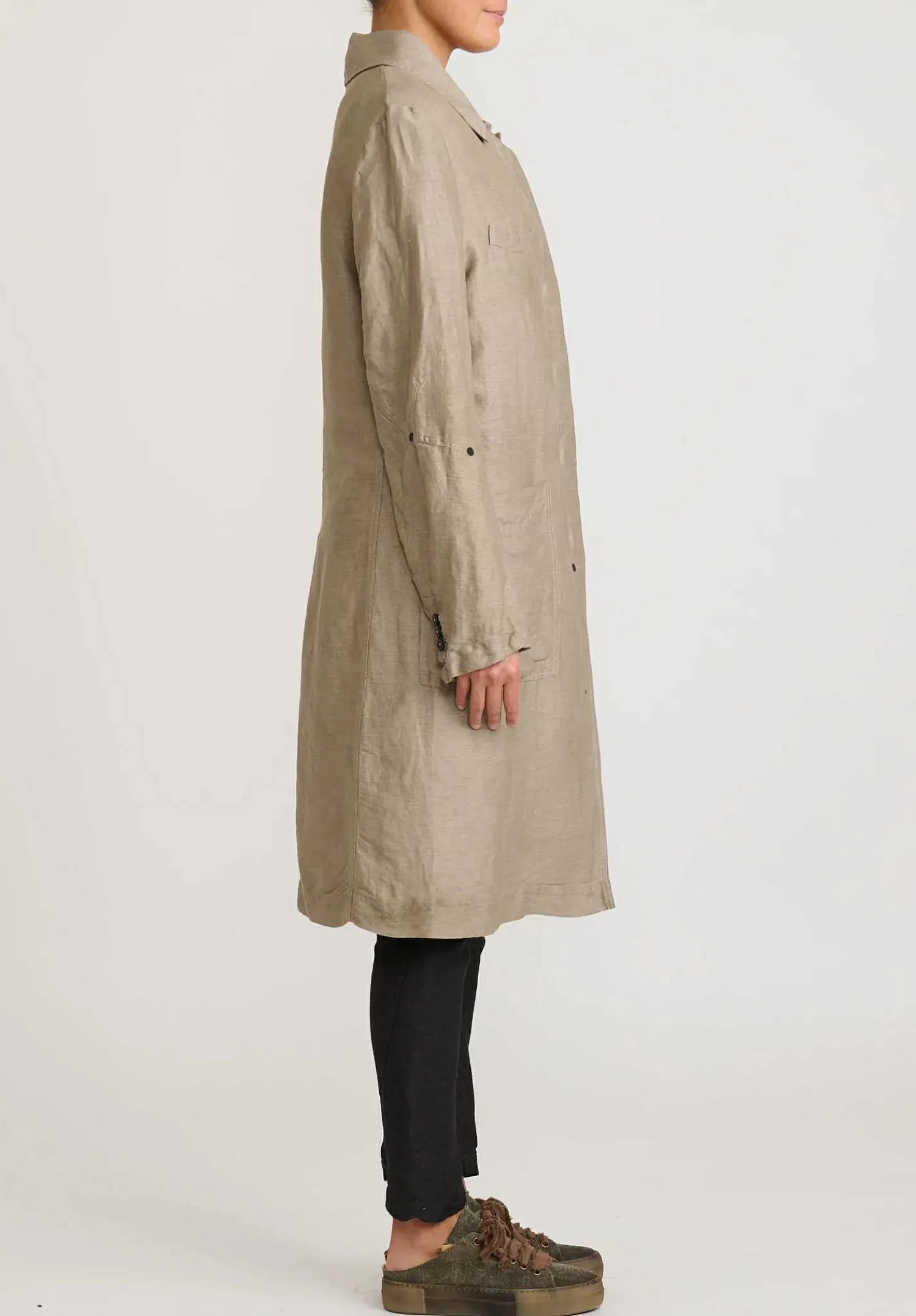 Rundholz Linen/Silk Lightweight Coat In Flint Tan