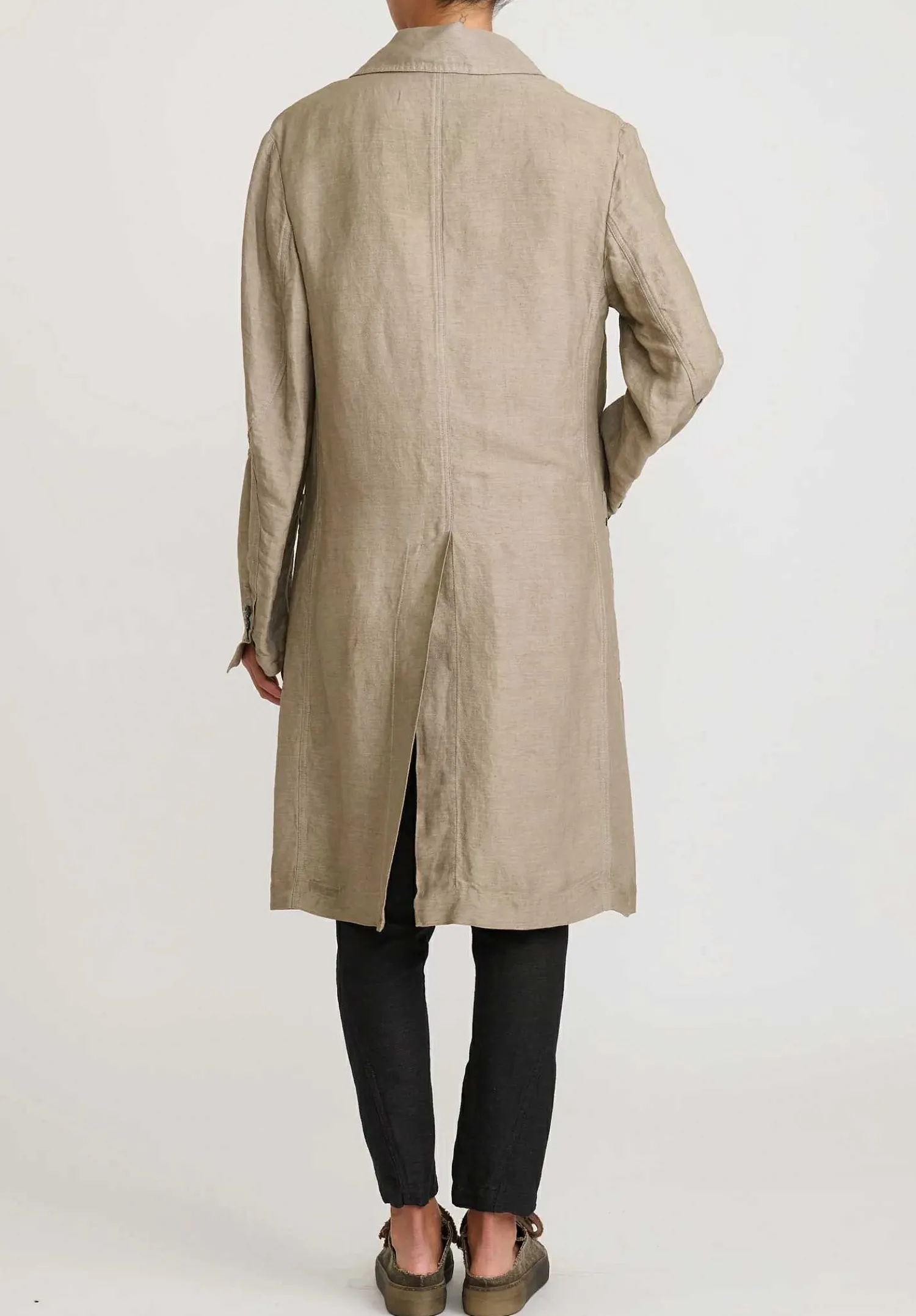 Rundholz Linen/Silk Lightweight Coat In Flint Tan