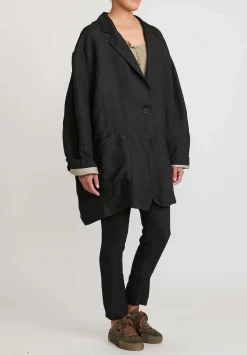 Rundholz Linen/Silk Oversized Menswear Jacket In Black