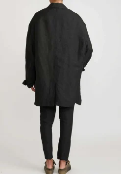 Rundholz Linen/Silk Oversized Menswear Jacket In Black
