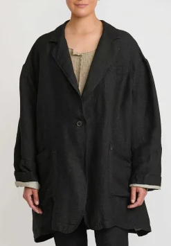 Rundholz Linen/Silk Oversized Menswear Jacket In Black