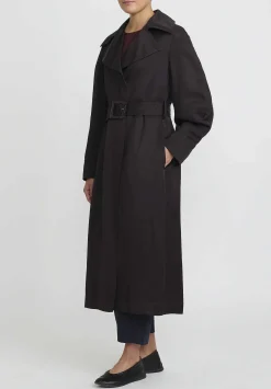 Jil Sander Long Belted Trench Coat In Ganache Brown