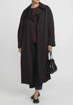 Jil Sander Long Belted Trench Coat In Ganache Brown
