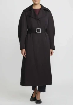 Jil Sander Long Belted Trench Coat In Ganache Brown