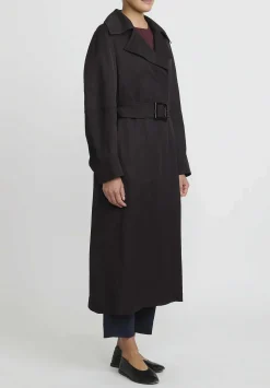 Jil Sander Long Belted Trench Coat In Ganache Brown