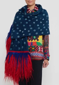 Rianna + Nina Mali Indigo Shawl With Moroccan Rug Fringe