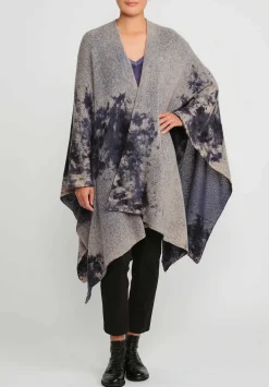 Avant Toi Merino Hand-Painted Wool And Camel Hair Poncho In Midnight Blue