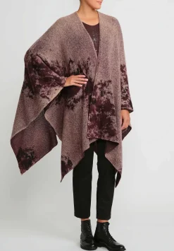 Avant Toi Merino Hand-Painted Wool And Camel Hair Poncho In Seppia Purple